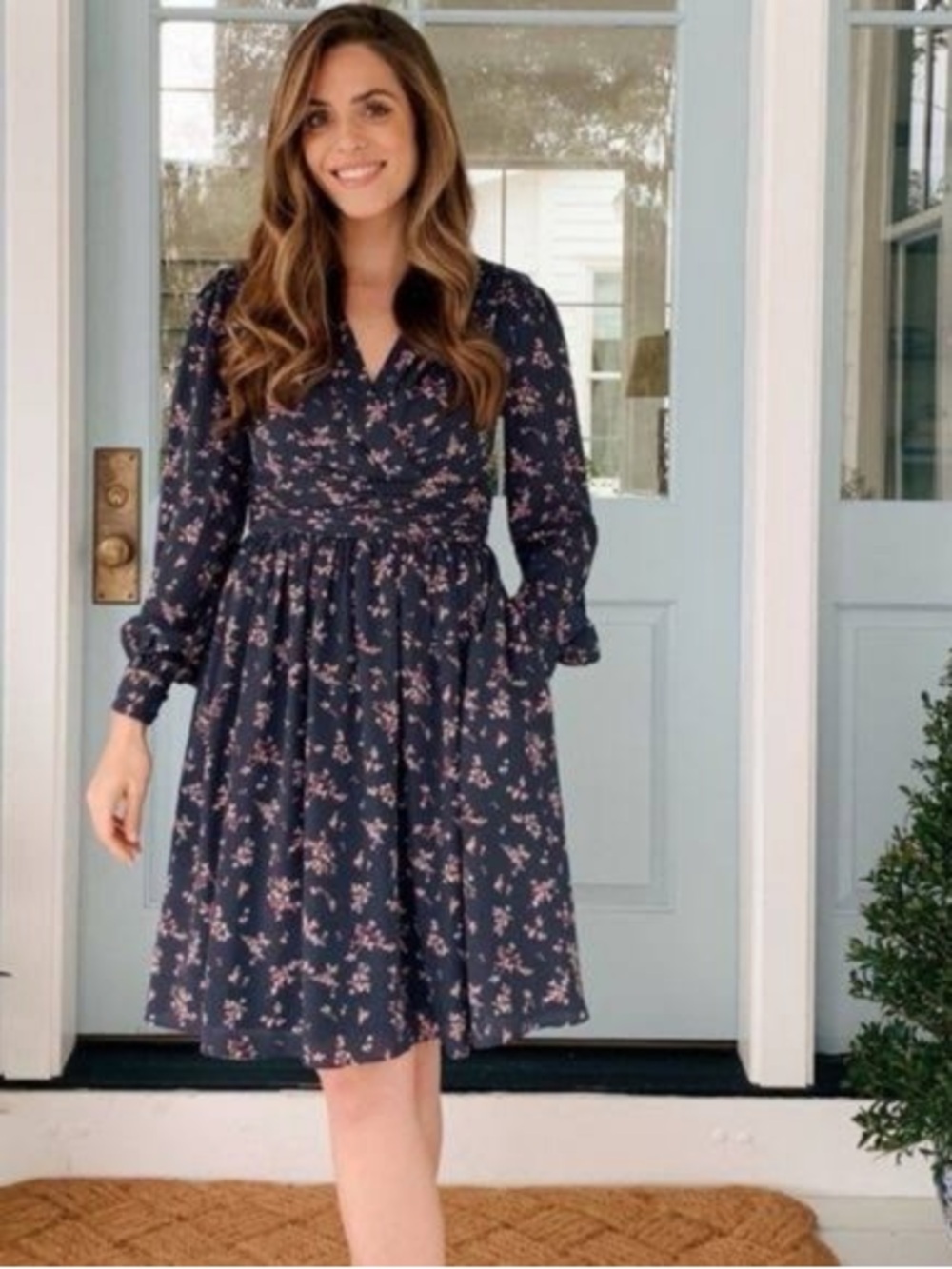 NEW Gal Meets Glam Kelsey Blue Floral Dress 12